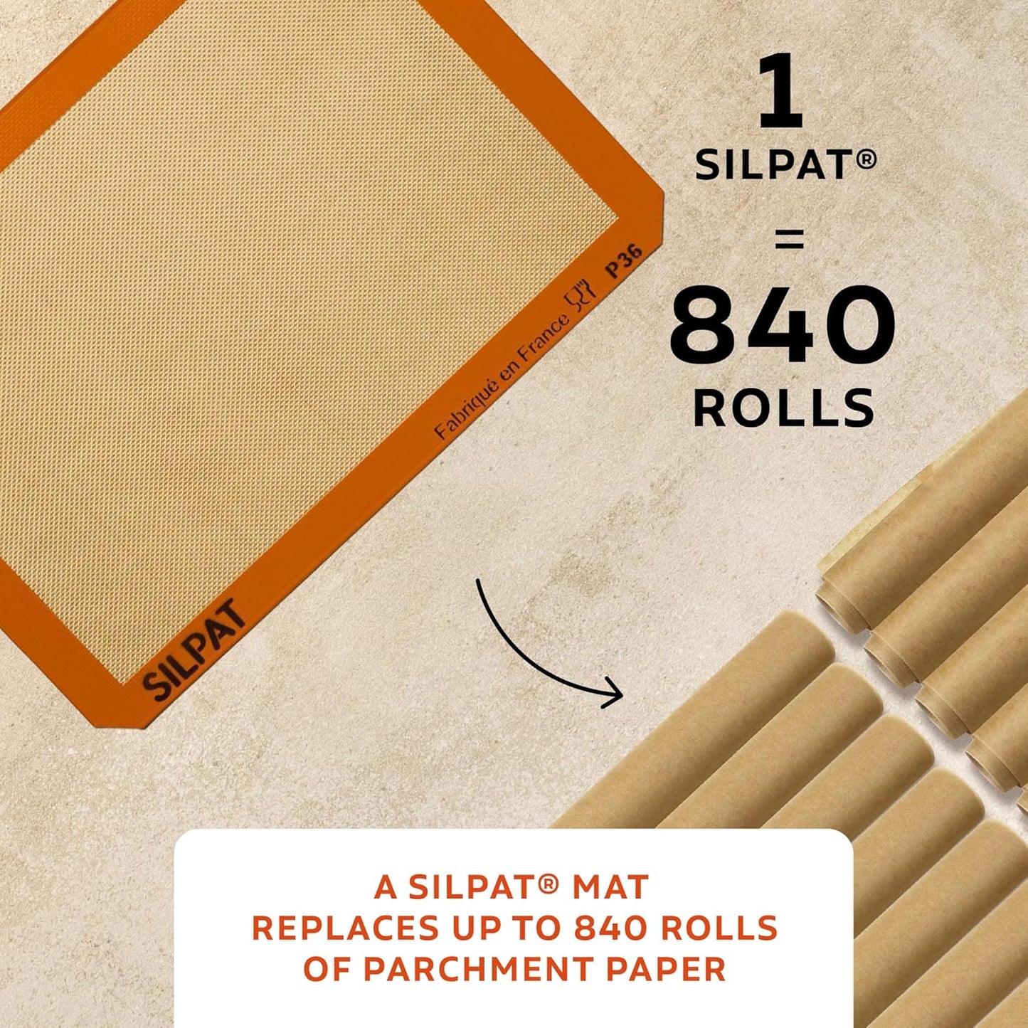 Silpat Premium Non-Stick Silicone Baking Mat - Half Sheet Size 11-5/8" x 16-1/2" | Vibrant Orange