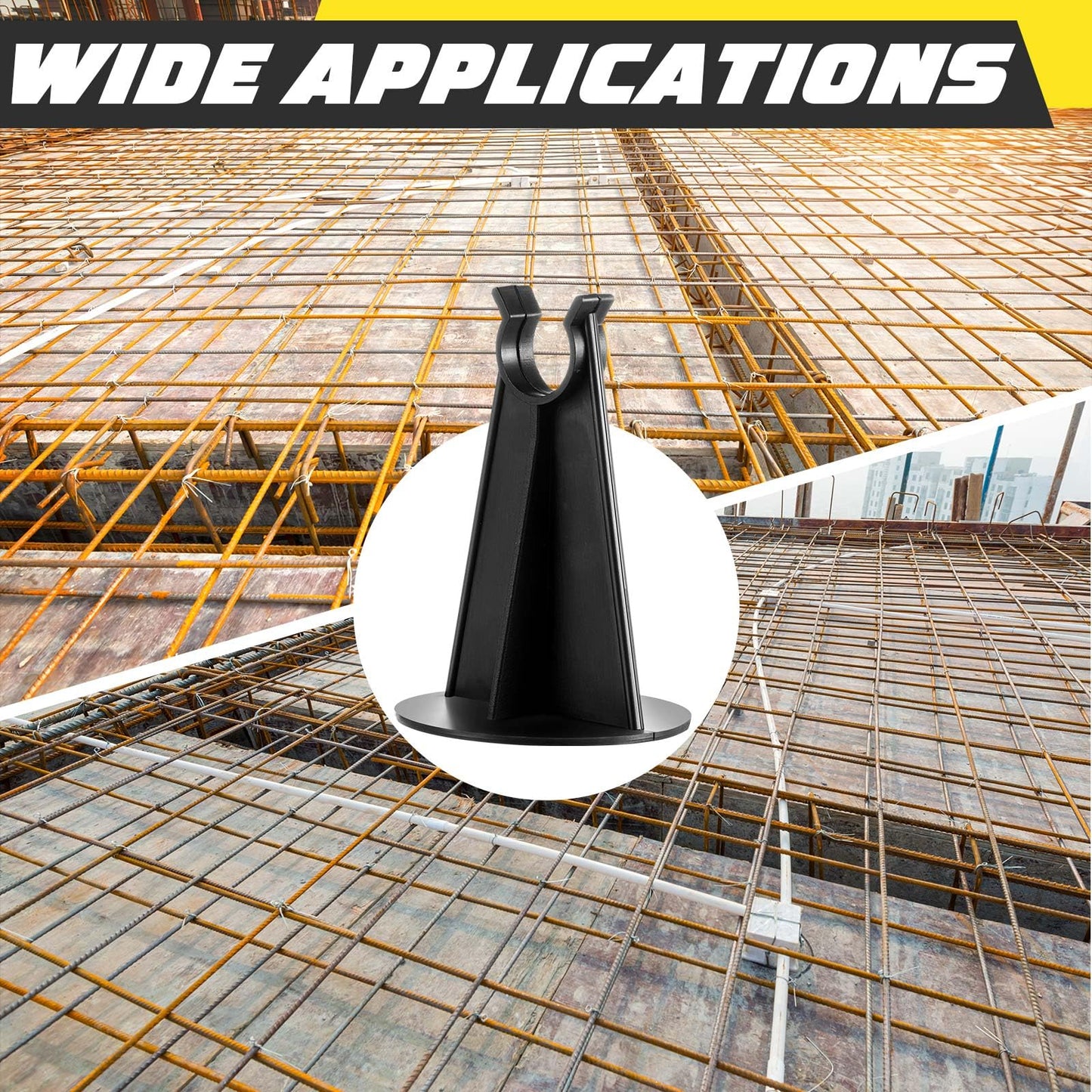Innconee 200 Pcs 2-1/4 Inch Length x 1.97 Diameter for Plastic Rebar Chair #3 to #5 Black Heavy Construction Concrete Tool