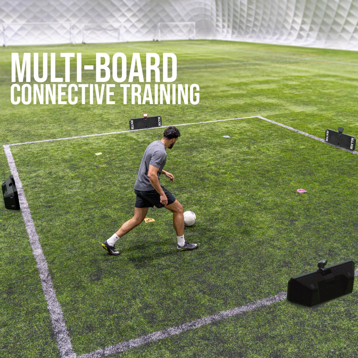 RXTR PRO Coach Soccer Training System - Smart Reaction Light & Soccer Rebound Board with Real-Time Scoring, 17 Pre-Programmed Drills, App-Free Training for All Skill Levels
