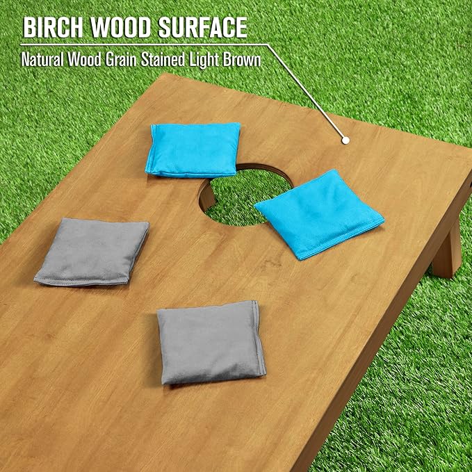 GoSports 4 ft x 2 ft Regulation Size Wooden Cornhole Boards Set - Includes Carrying Case - Full Regulation Size Bean Bag Toss Boards