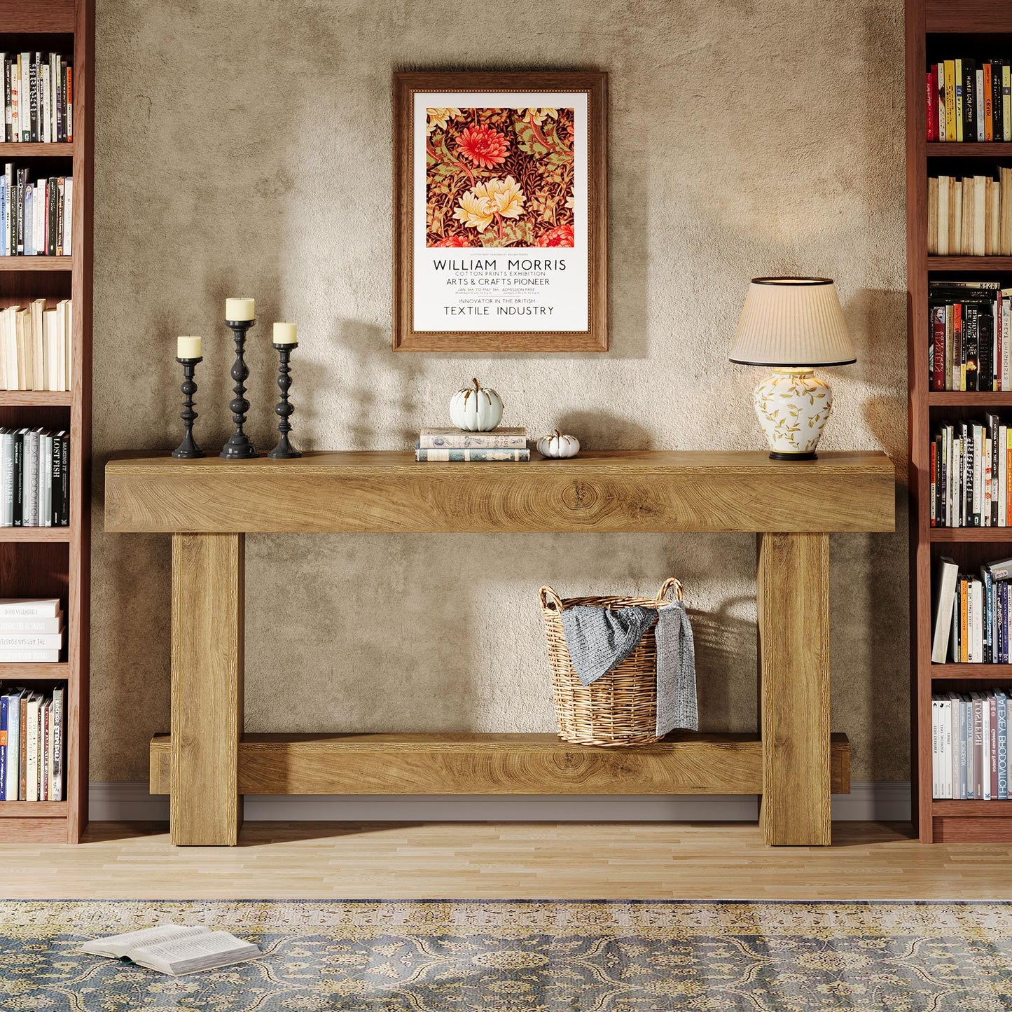 Tribesigns 70.9" Entryway Console Table, Extra Long Wooden Farmhouse Sofa Table Behind Couch, Modern Rustic Foyer Stand with Thick Legs for Hallway, Living Room, Wood Grain Finish