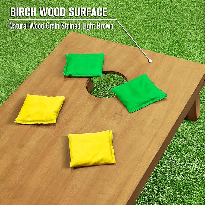 GoSports 4 ft x 2 ft Regulation Size Wooden Cornhole Boards Set - Includes Carrying Case - Full Regulation Size Bean Bag Toss Boards