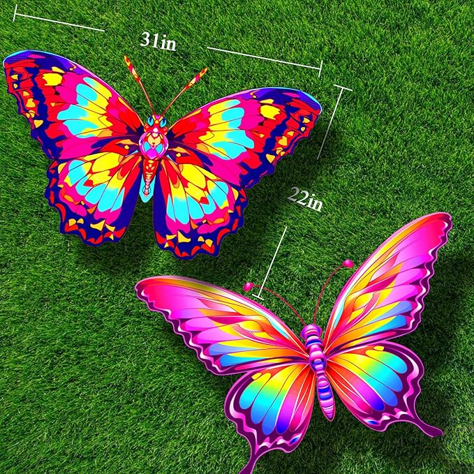 HENGDA KITE 2 Pack Butterfly Kite,for Kids and Adults,Easy to Fly,Excellent Fabric and Structure Design,The Pictures are Beautiful in high Definition,Suitable for Beginners(31x22)
