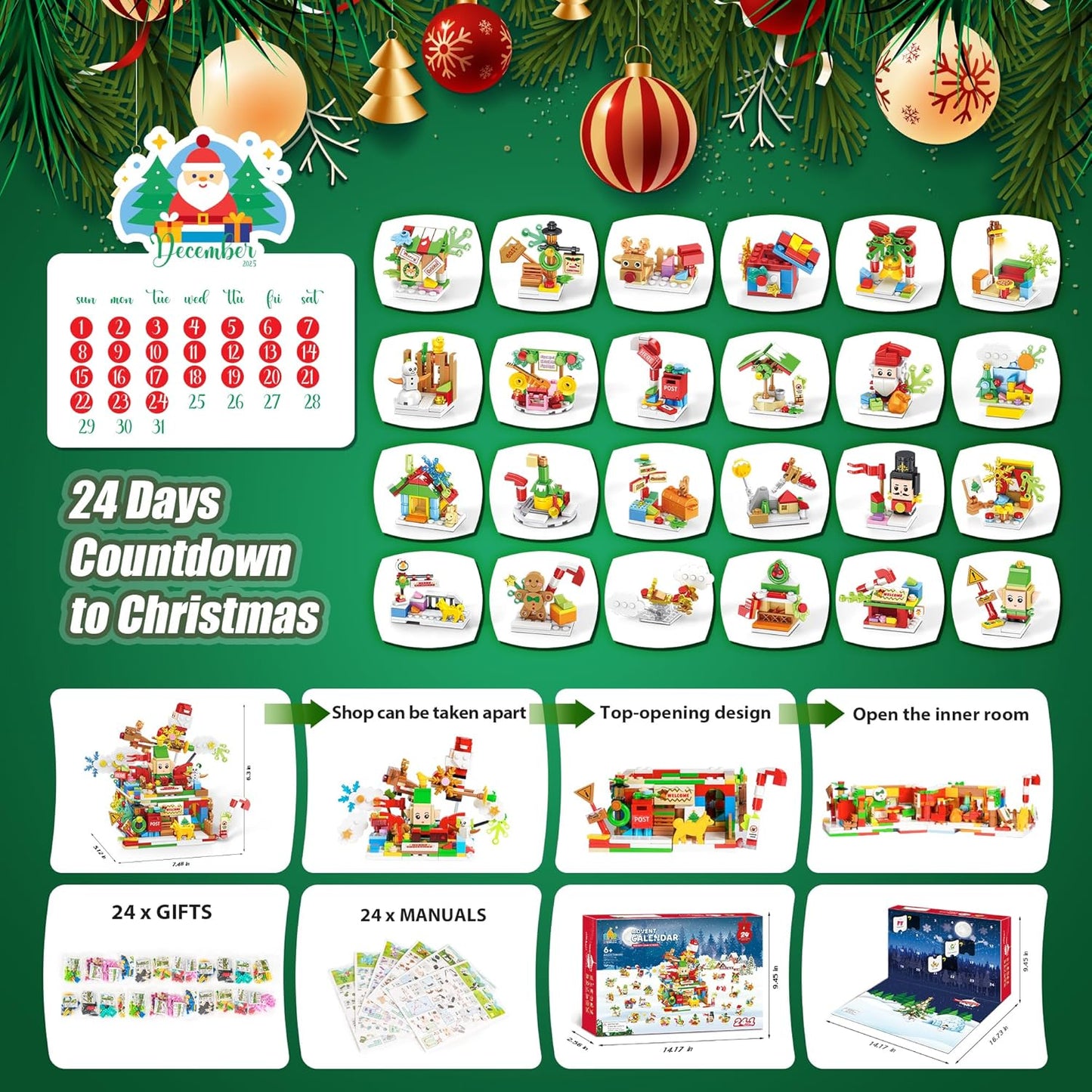 Santa’s Workshop Advent Calendar 2025 - 24-in-1 Holiday Countdown Gift for Kids Ages 6+