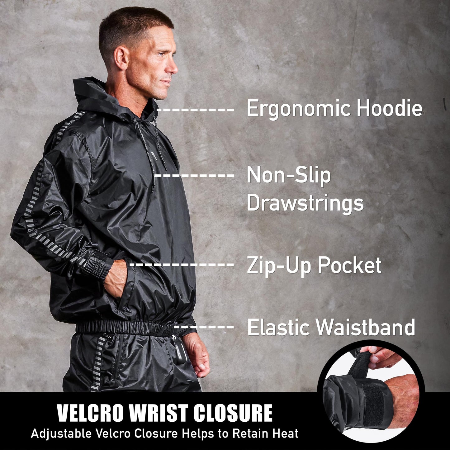 Elite Sports Sauna Suit for Weight Loss Men & Women Boxing MMA Wrestlers Gym Sweat Hoodie Sauna Suits Wrap Full Body Workout (Black, XX-Large)