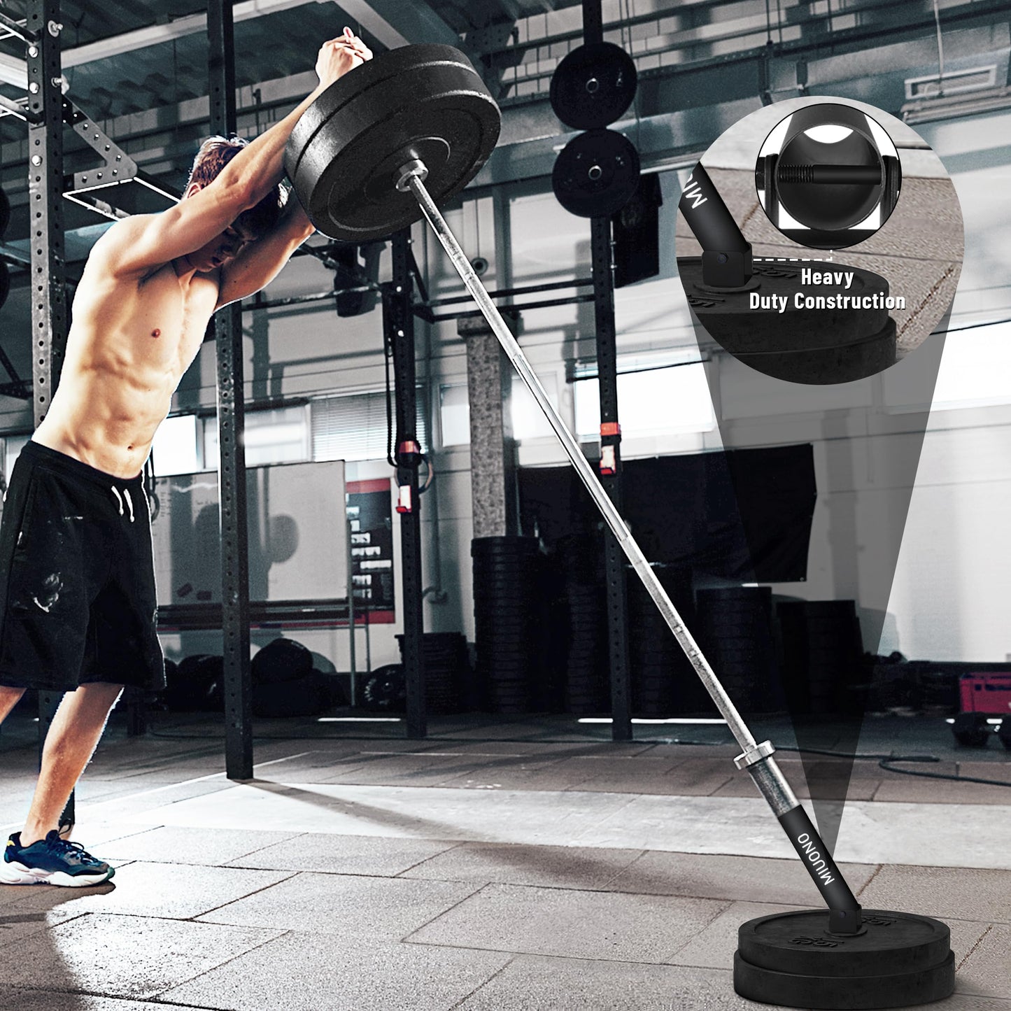 MIUONO Landmine Attachment for Barbell, T Bar Row Attachment Fit for 2" Olympic Bar, Full 360° Swivel for Back or Full-Body Workout Home Gym Equipment