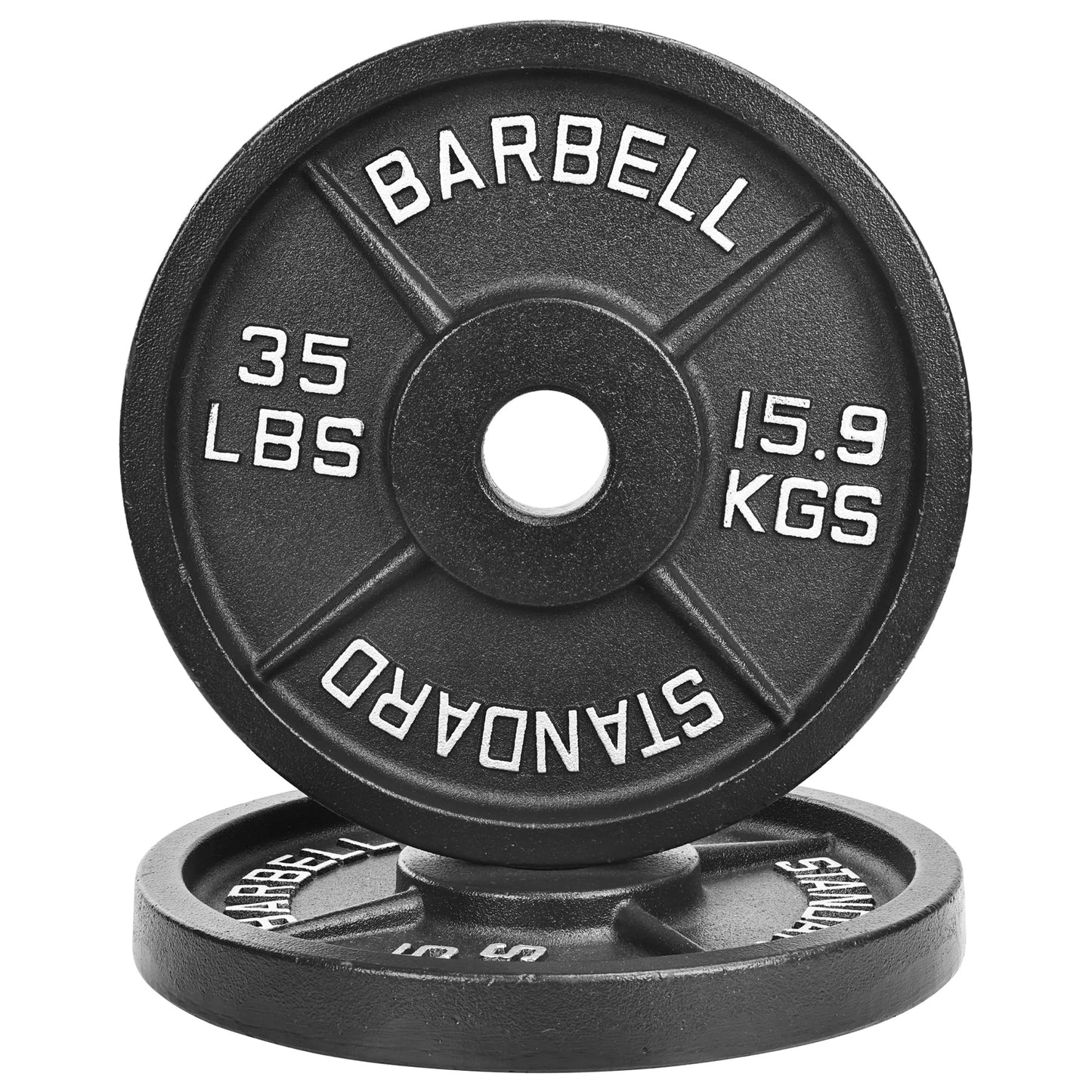 Fitvids 2 Inch Olympic Weight Plates, 2x 35 LB Plates for Home Gym Strength Training, Deep Grip Edge
