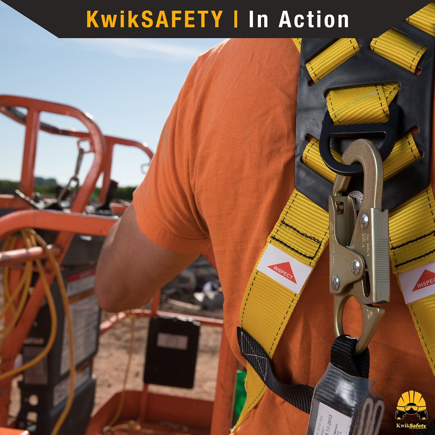 KwikSafety TORNADO [ASSEMBLY] 1D Ring Full Body Safety Harness, 50 ft Vertical Lifeline, Tool Lanyard, Roof Anchor ANSI OSHA PPE Fall Arrest
