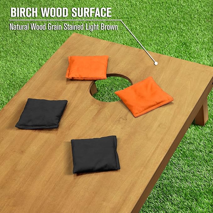 GoSports 4 ft x 2 ft Regulation Size Wooden Cornhole Boards Set - Includes Carrying Case - Full Regulation Size Bean Bag Toss Boards