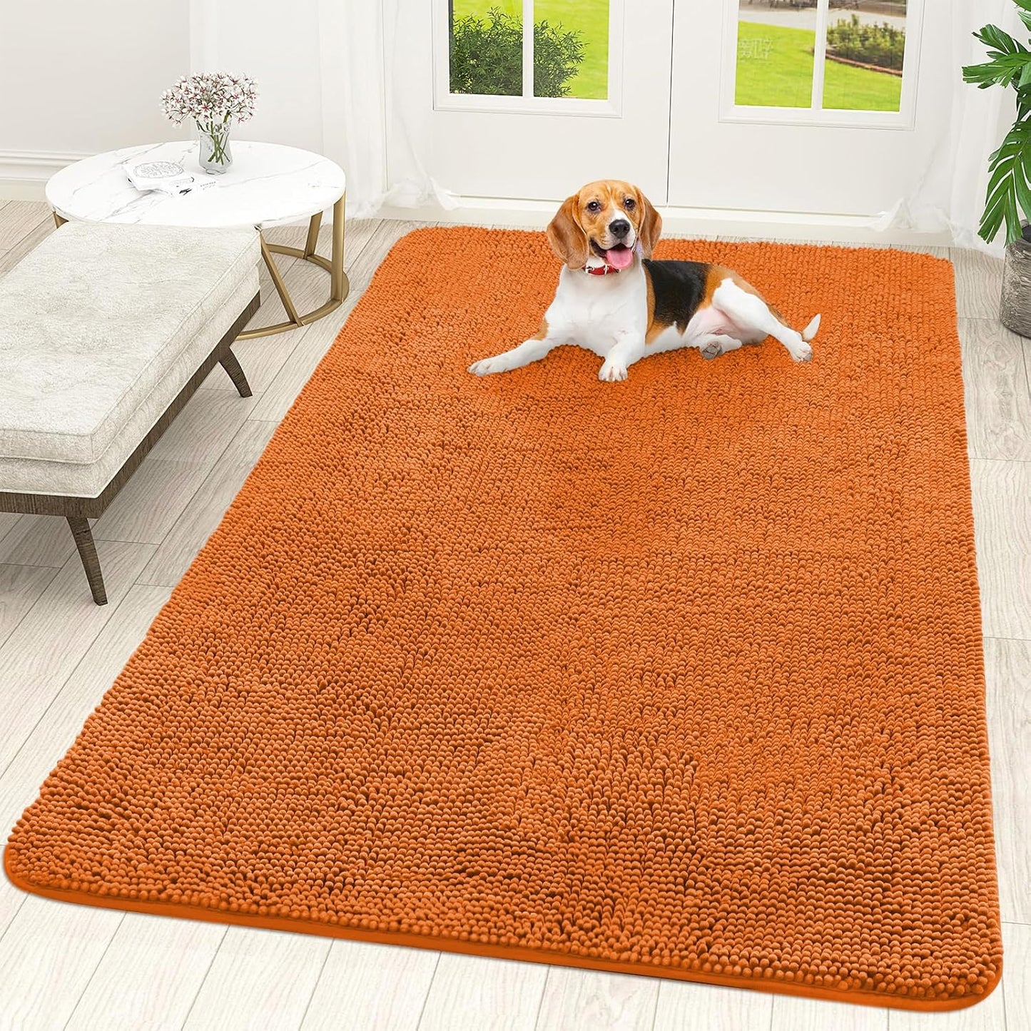 OLANLY Dog Door Mat - Absorbent Non-Slip Chenille Mat for Muddy Paws | 70x46, Quick Dry, Indoor Entryway Carpet in Clay
