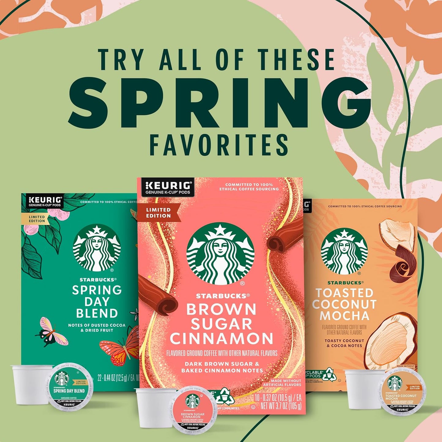 Starbucks K-Cup Coffee Pods - Toasted Coconut Mocha Flavor | 100% Arabica, Limited Edition, 60 Pods