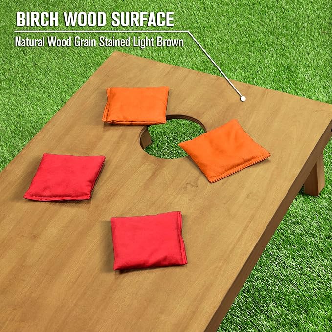 GoSports 4 ft x 2 ft Regulation Size Wooden Cornhole Boards Set - Includes Carrying Case - Full Regulation Size Bean Bag Toss Boards