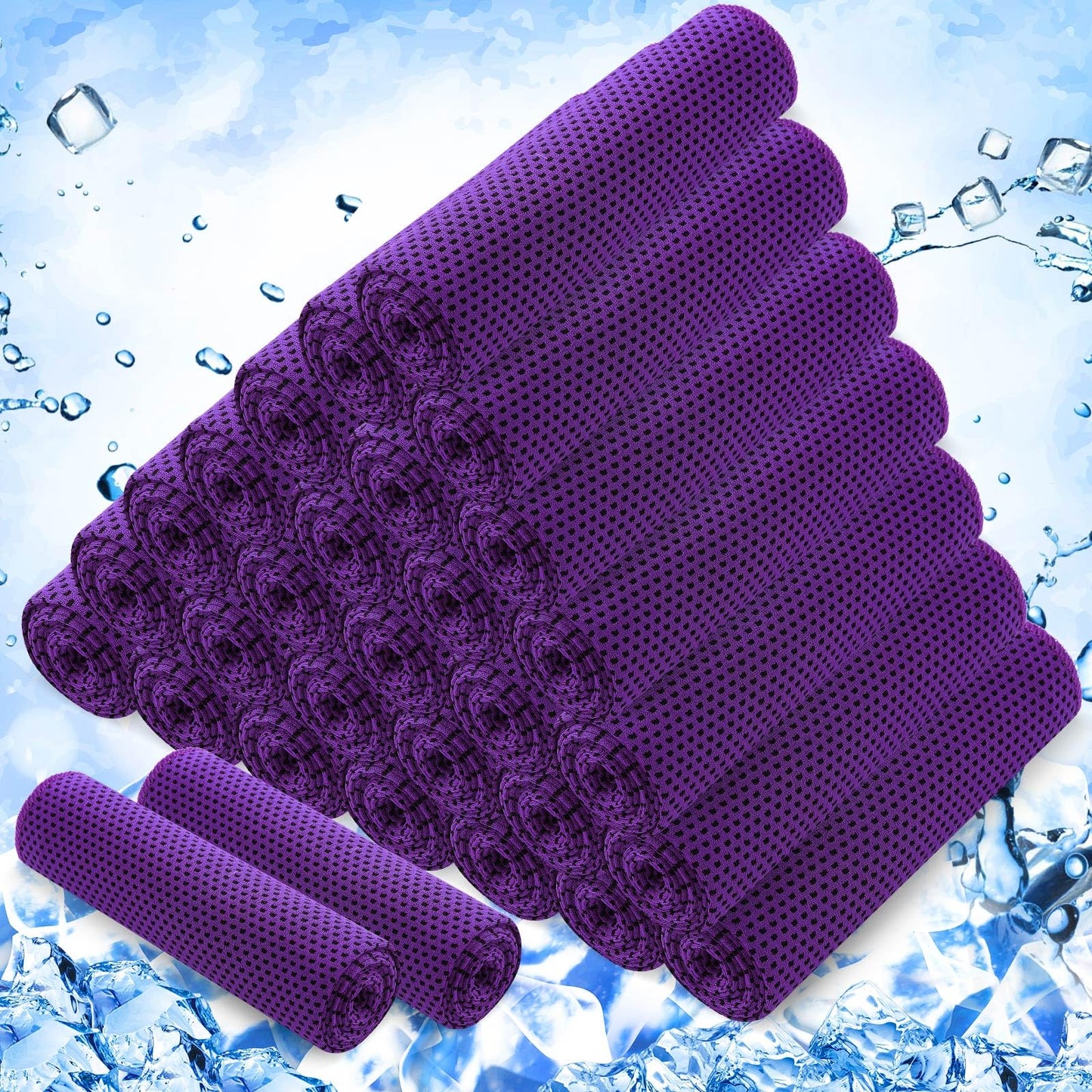 Hosuly 30 Pack Cooling Towels, 40"x12" Ice Breathable Chilly Sweat Rag Microfiber Workout Rags for Gym Towels for Neck and Face for Yoga Golf Sport Running(Purple)