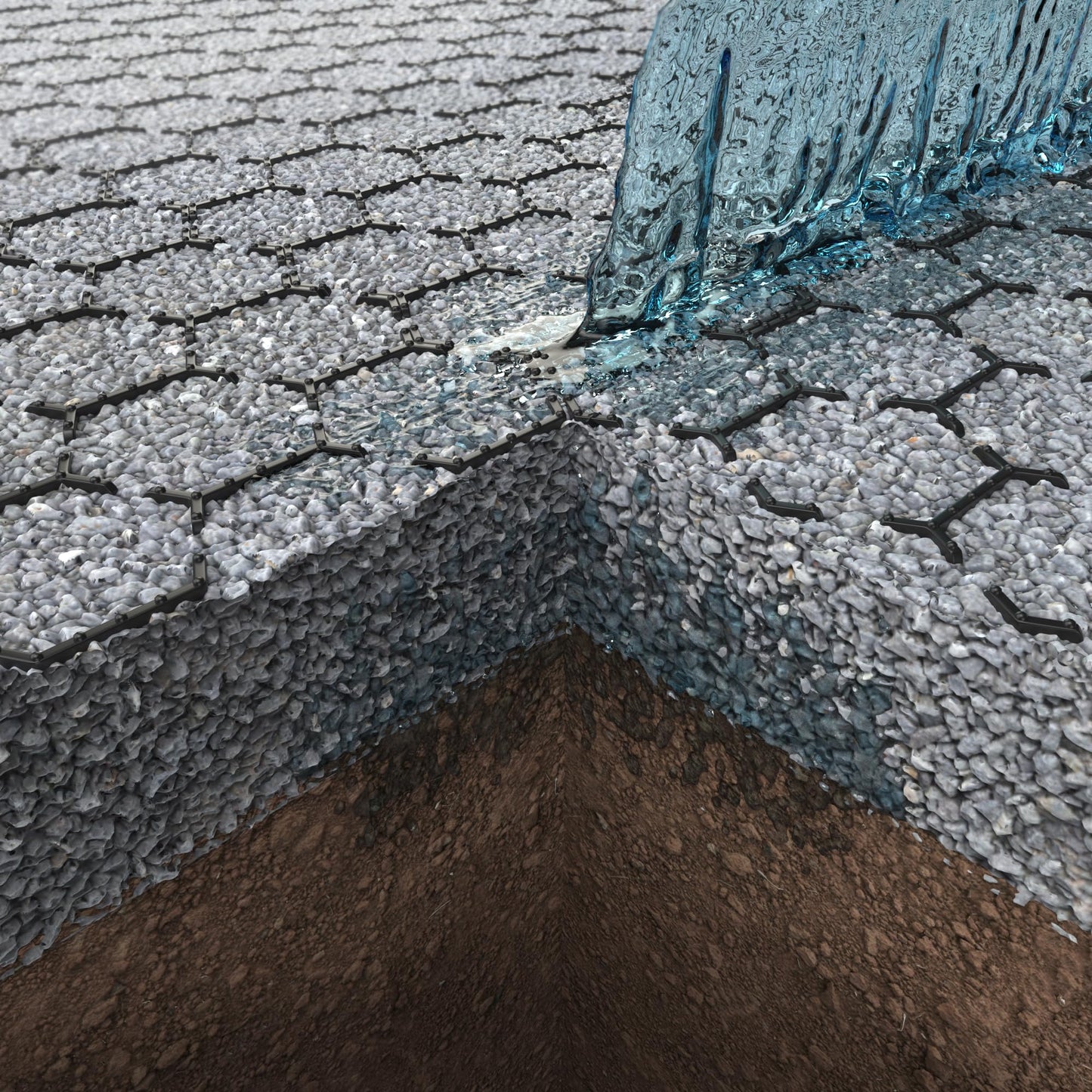 Vodaland Permeable HexPave System - Grass & Gravel Pavers - 100% Recycled PPE Plastic, Handles 27,000 lbs, 1" Depth, 65 s.f / 22 Units