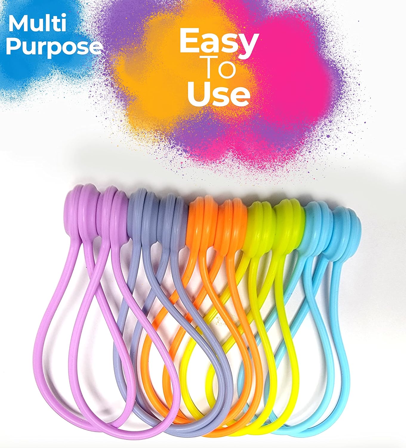 LORDTRONICS 20 Pack 10 Reusable Silicone Magnetic Cable Ties Twist Ties for Home/Office Cord Wrap, Cable Organizer
