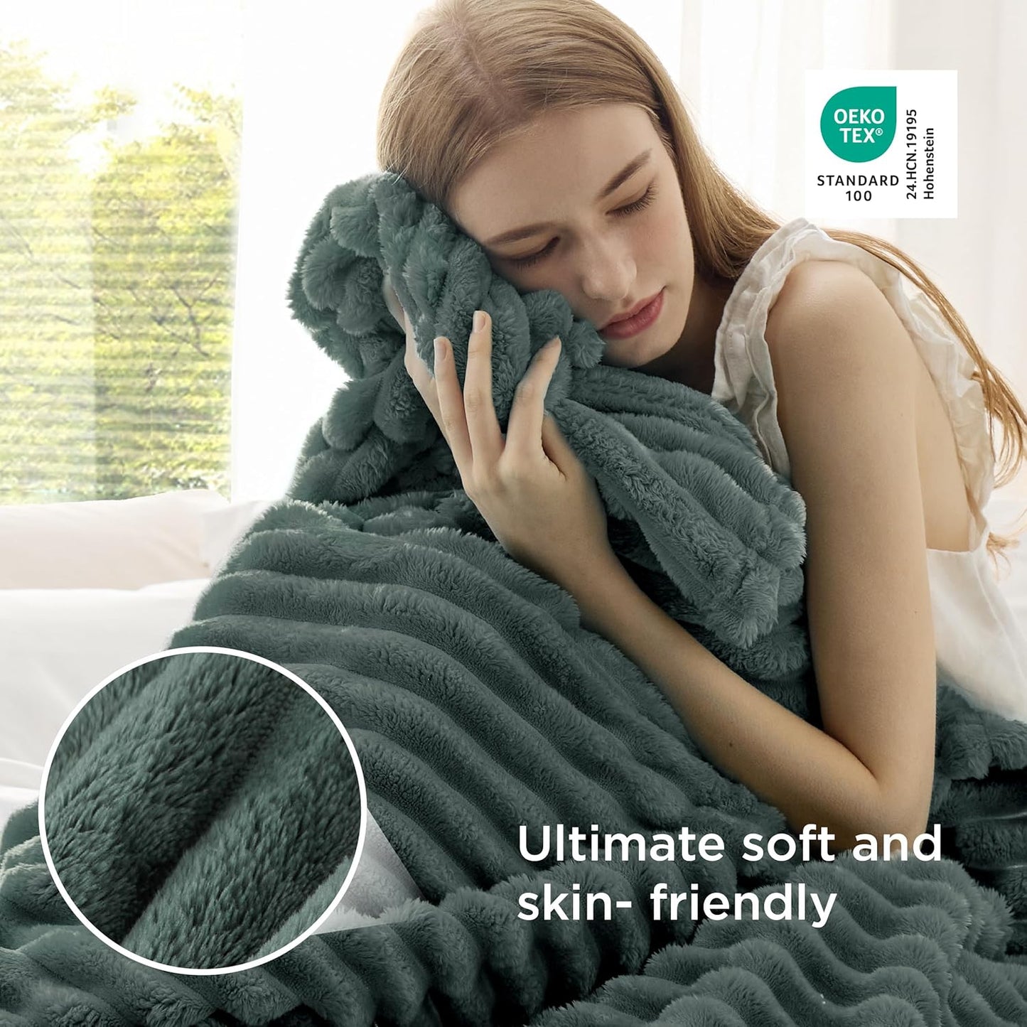Bedsure GentleSoft Twin Blanket - Cozy Mallard Green Throw for Women | Soft, Large 66x90 Inches