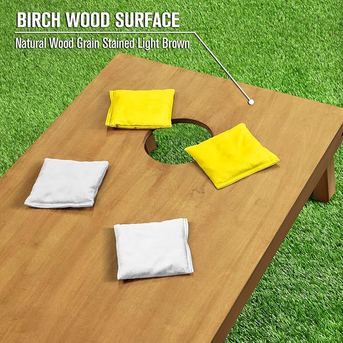 GoSports 4 ft x 2 ft Regulation Size Wooden Cornhole Boards Set - Includes Carrying Case - Full Regulation Size Bean Bag Toss Boards