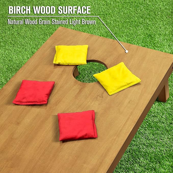 GoSports 4 ft x 2 ft Regulation Size Wooden Cornhole Boards Set - Includes Carrying Case - Full Regulation Size Bean Bag Toss Boards