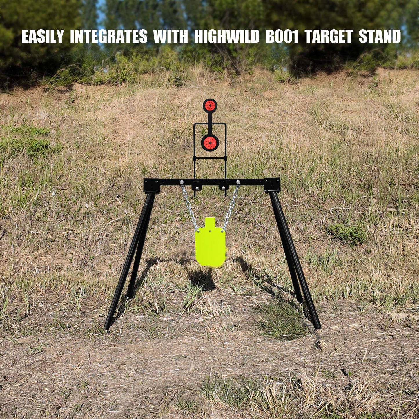 Highwild 3/8 Inch Thick Double Spinner Shooting Targets - Auto Reset Steel Target - for Centerfire Handguns Up to .44 Magnum