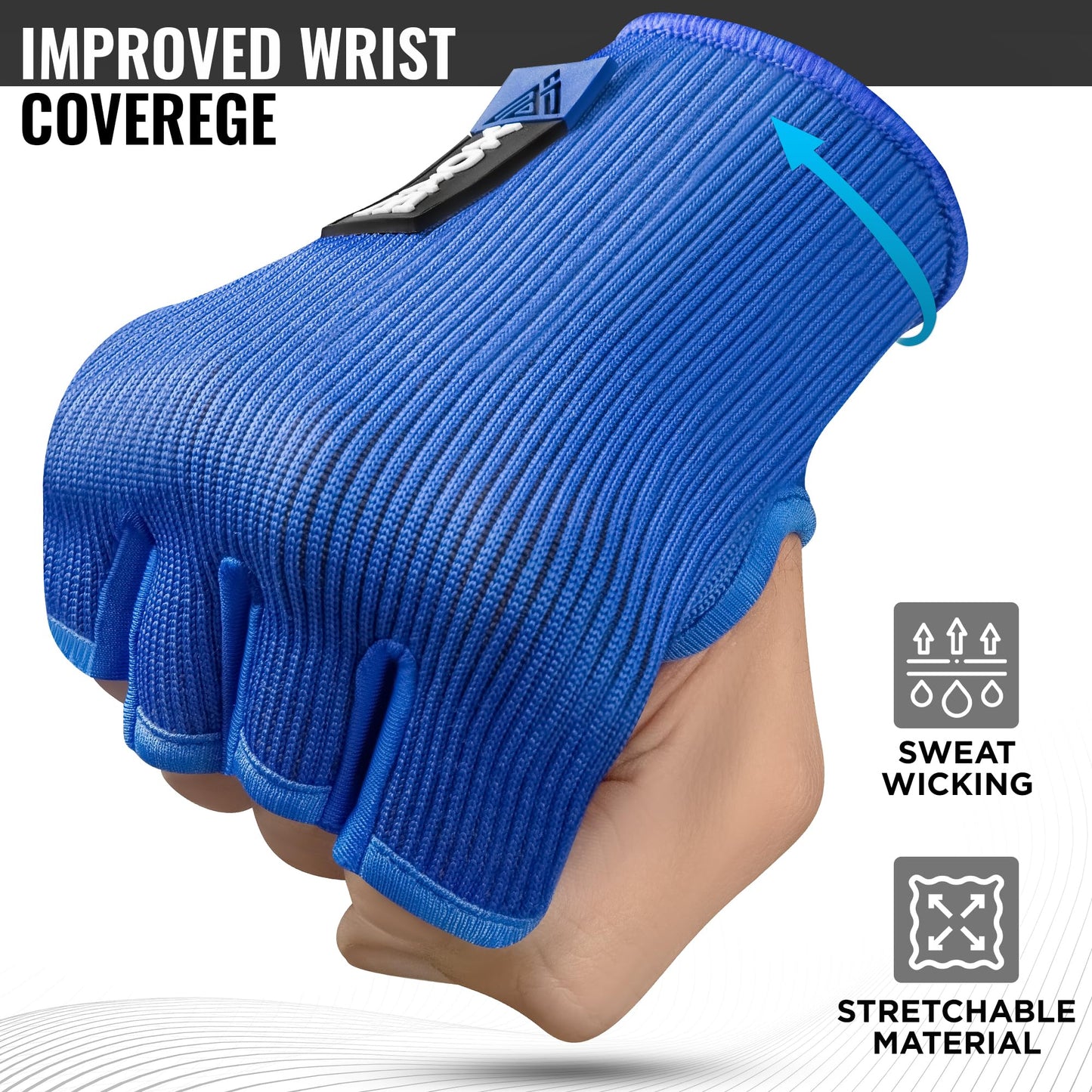 WYOX Inner Glove Hand Wraps for Boxing & Kickboxing — Elasticated Wrist Support, Knuckle Protection for Muay Thai, MMA, Heavy Bag Training (Men & Women)