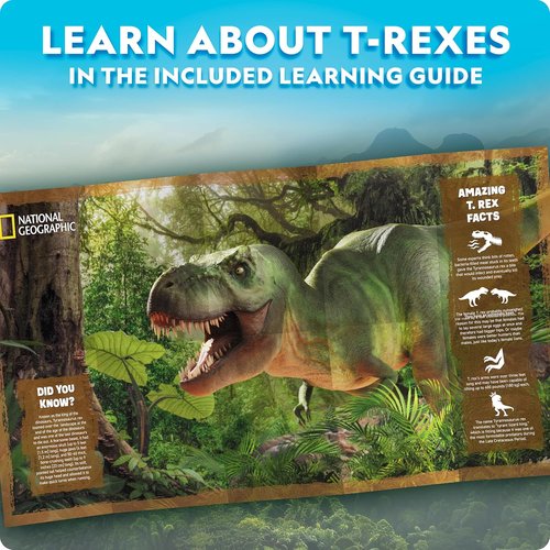 National Geographic Motorized Dinosaur 3D Puzzle - 50-Piece T. Rex Model Kit with Light-Up Base & 8 Settings