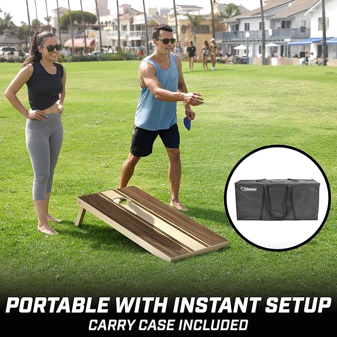 GoSports 4 x 2 ft Regulation Size Wood Cornhole Boards - 10 Vintage Wood Designs (Choose Your Style)