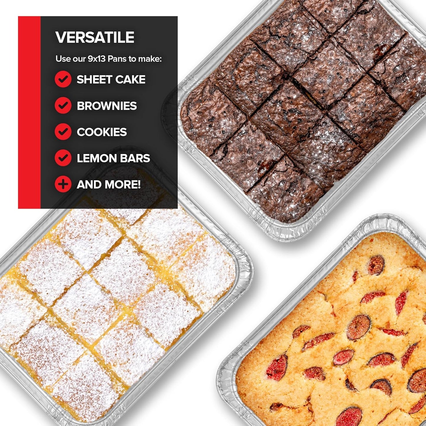 Regine Switzerland Disposable Aluminum Pans - Heavy Duty 9x13 Baking Tins | 30 Pack for Cookies, Brownies & Meals