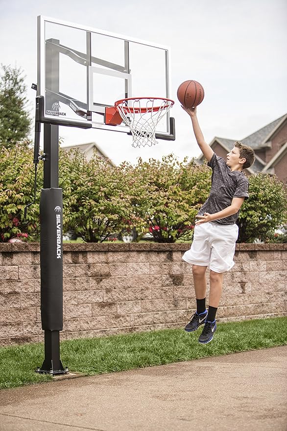 Silverback In-Ground Basketball Hoops, Adjustable Height Tempered Glass Backboard and Pro-Style Flex Rim. - Multiple Styles Available