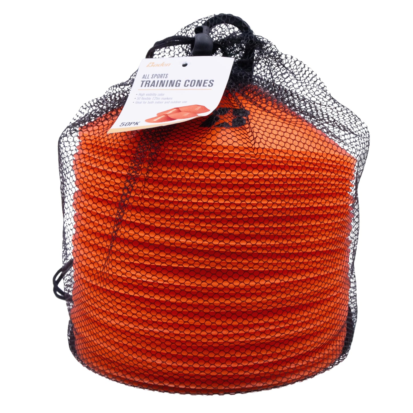 Baden | Flexible & Durable 7.25" Training Cones | Indoor/Outdoor All Sports | Orange | 50 Pack