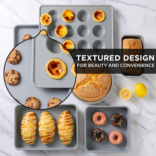 Country Kitchen Nonstick Bakeware Set - Durable & Easy Release, Black | 6-Piece Stackable Set