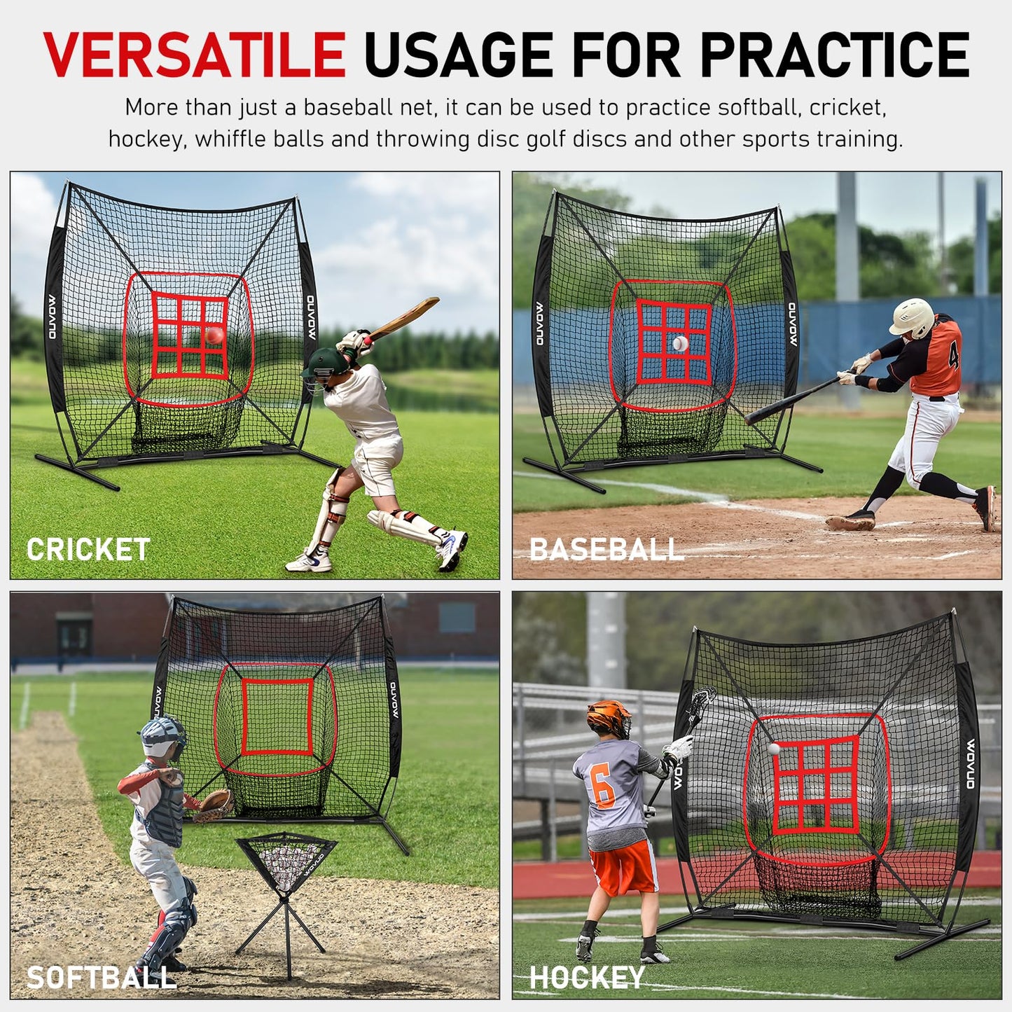7x7 ft Baseball Net for Batting Pitching Hitting, Softball Pitching Net with Strike Zone, Tee, Ball Caddy, Softball Batting Net Baseball Training Equipment for Kids Adult Youth Sport Practice