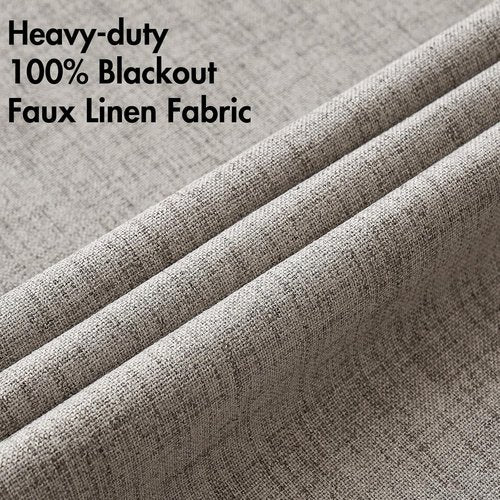MIULEE 100% Blackout Linen Textured Curtains - Thermal Insulated Warm Taupe | 52 x 120 Inch (2 Panels)