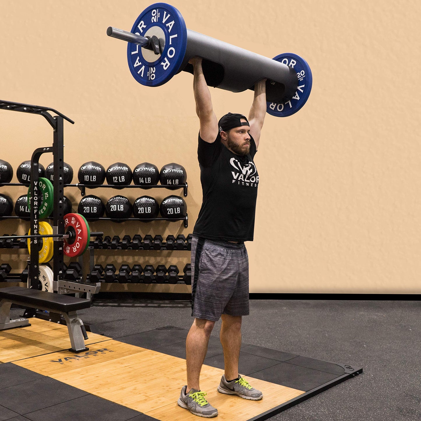 Valor Fitness 8 - Inch Strongman Log Barbell – Heavy-Duty Workout Log for Powerlifting, Press, Strength Training, and Competition Max Weight 500 lns