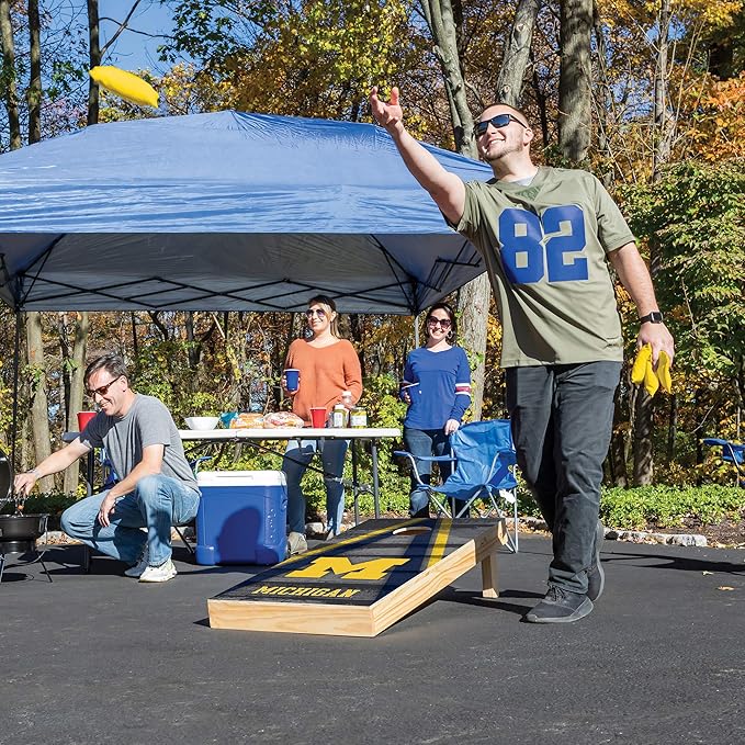Wild Sports NCAA College 2' x 4' Wood Direct Print Tournament Cornhole Set, 8 Bean Bags, Vintage Triange Design - Tailgate, Outdoor, Backyard