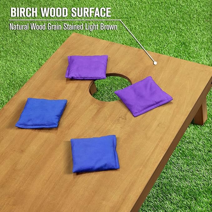 GoSports 4 ft x 2 ft Regulation Size Wooden Cornhole Boards Set - Includes Carrying Case - Full Regulation Size Bean Bag Toss Boards