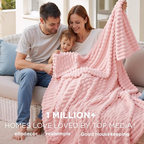 Bedsure GentleSoft Fleece Blanket - Super Soft Coral Pink Cozy Throw, 50x70 Inches