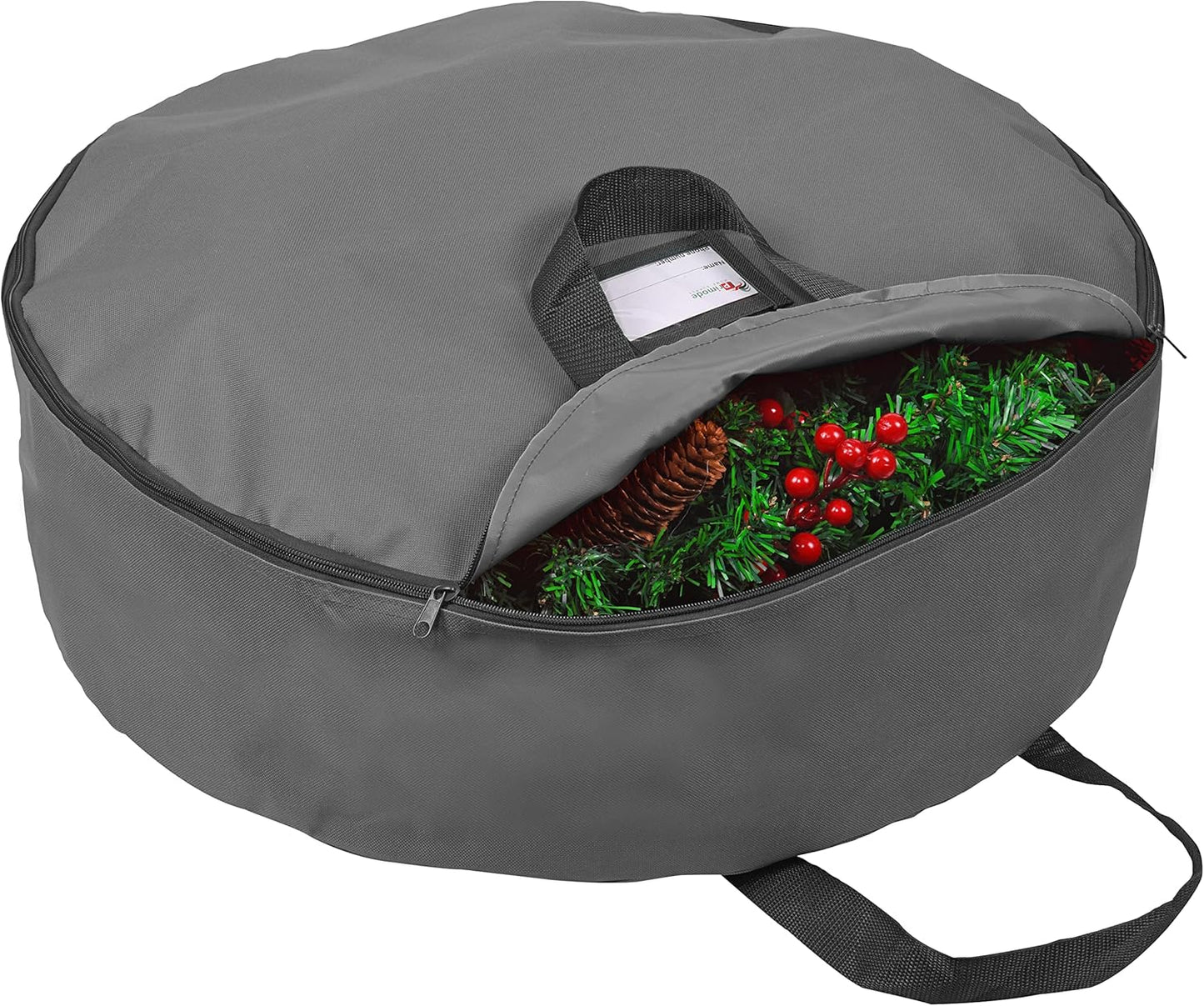 Primode Heavy Duty Wreath Storage Bag - 48" Durable 600D Oxford Polyester Container for Xmas Wreaths (Gray)