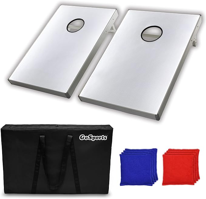 GoSports Tailgate Size 3 x 2 ft Cornhole Sets - Choose LED or Standard - Portable Set Includes 8 Bean Bags & Game Rules