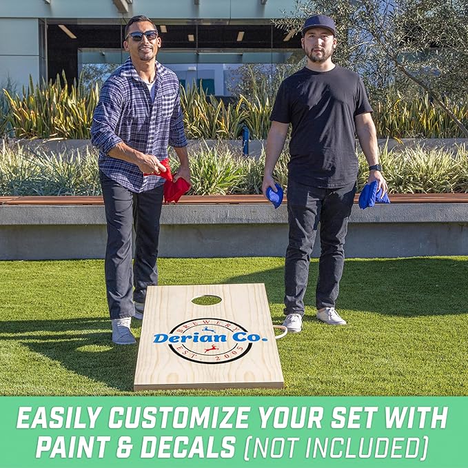 GoSports 4 x 2 ft Classic Wooden Cornhole Board Set - Portable Bean Bag Toss Game for Adults & Family - Includes Set of 8 Bean Bags with Tote Bag