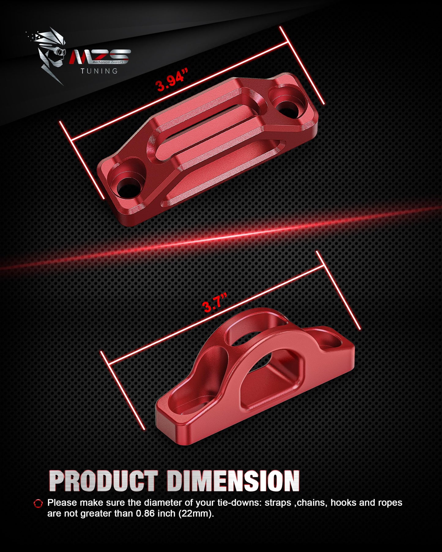 MZS Tacoma Tie Down Anchors Kit, Bed Cleats + Rope Hooks Combo Compatible with 2005-up Tacoma Tundra Cargo Management System, Replace PT278-35160 663120C010, Red, 6Pcs