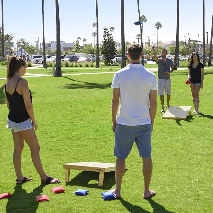 GoSports Solid Wood Premium Cornhole Sets - Choose 4 x 2 ft or 3 x 2 ft - Game Boards Include Set of 8 Cornhole Toss Bags