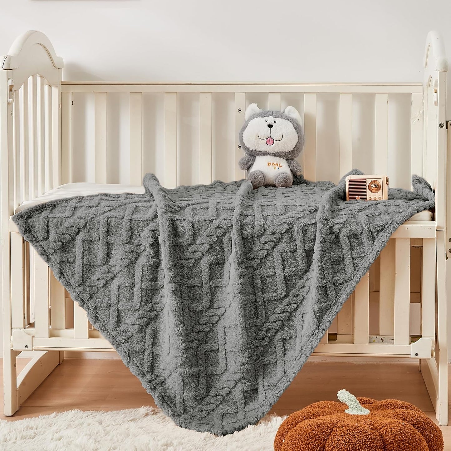 Sherpa Fleece Baby Blanket - Ultra Soft & Fluffy Premium Infant Receiving Blanket | 30”×40” in Grey