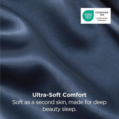 Bedsure Satin Pillowcases - Luxurious Silk-Like Queen Size Set of 2 | Envelope Closure, Blue, 20x30 Inches