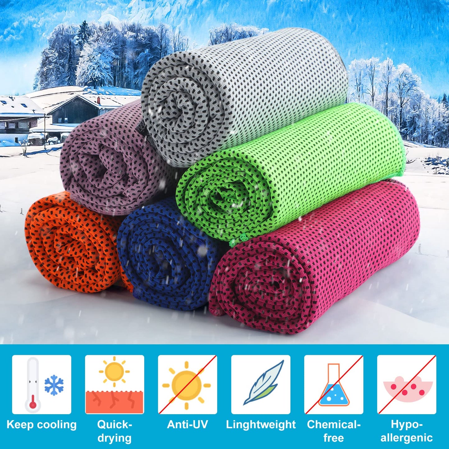 Honoson 20 Pack Cooling Towels,35 x 12 Inch Ice Breathable Soft Chilly Sweat Rag Microfiber Workout Rags for Gym Cooling Towels for Neck and Face for Yoga Golf Sport Running Gym Workout