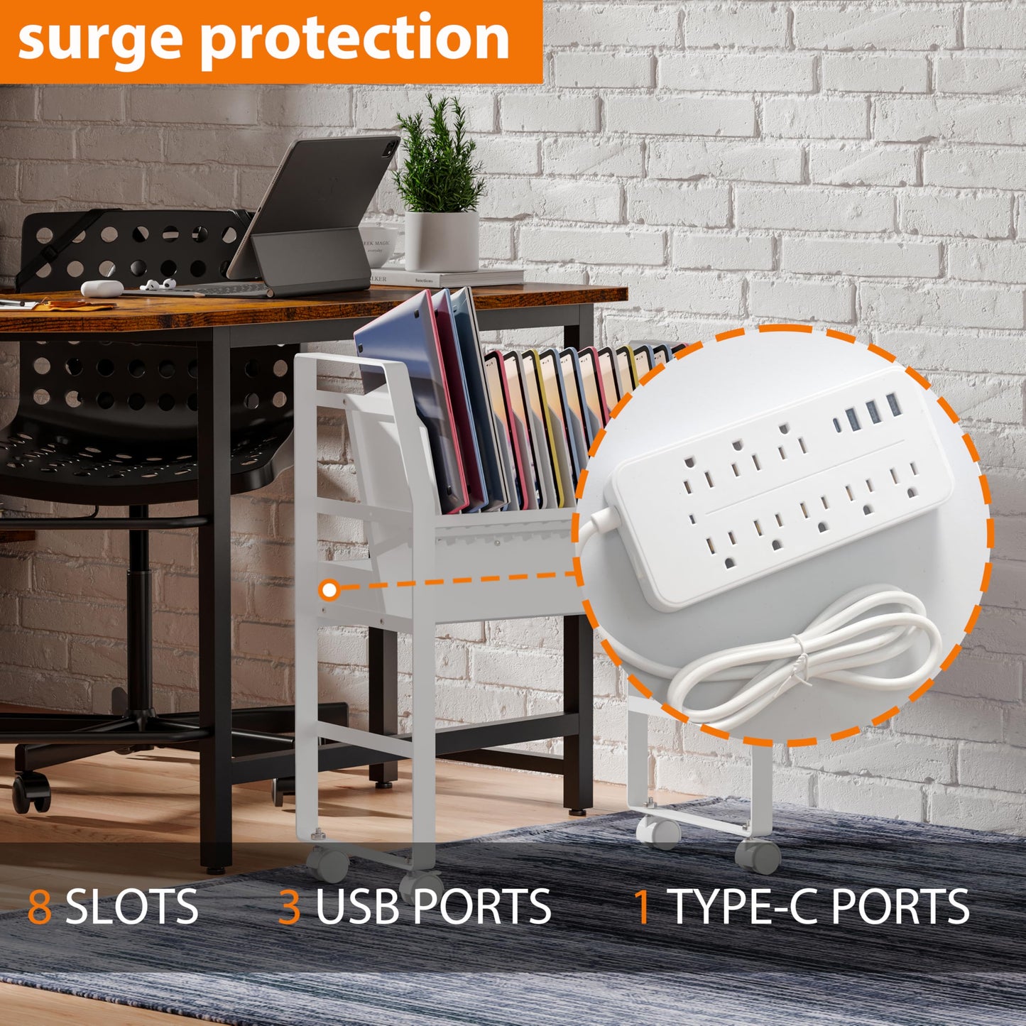 Yunphia US Charging Cart for Chromebook, Fit Up to 16 Laptop,ipad or Chromebooks,Portable Charging Stand,Compatible with Any Screen Size, Easy Access Slots, Removable Dividers,Surge Protection.