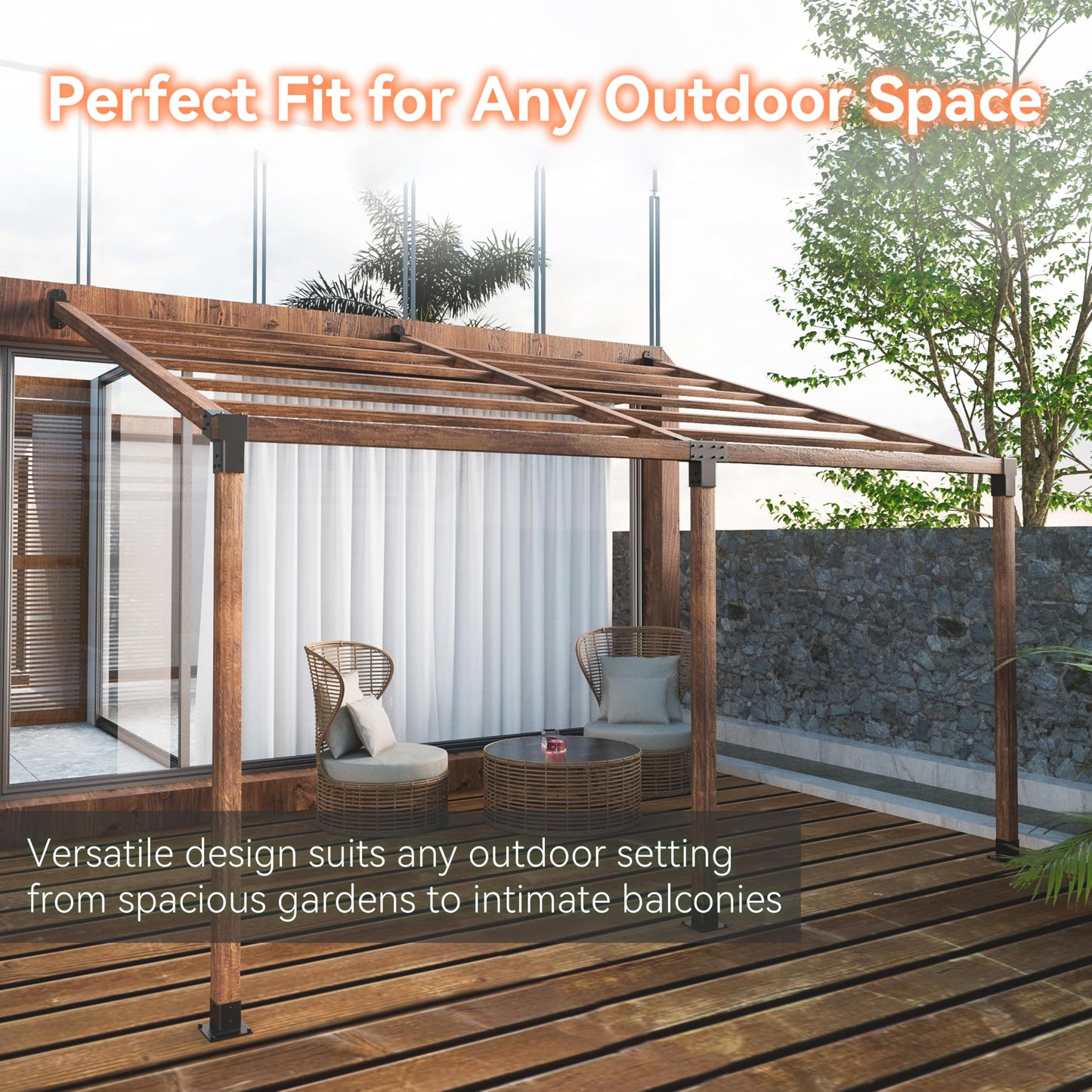 Antsky 2 Pack Stainless Steel 15° Slanted roof pergola Bracket, firewood Sheds roof kit (3-Way End Corner), black