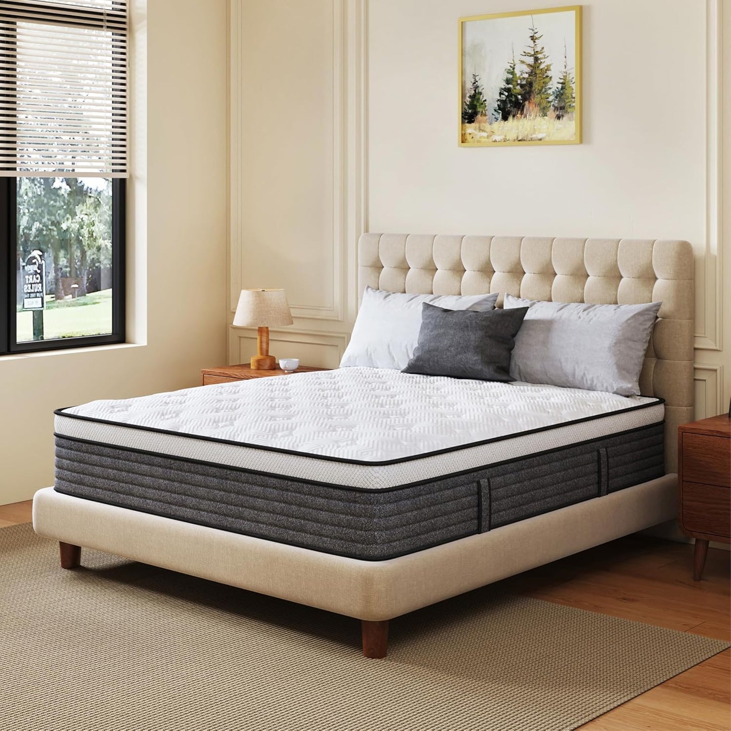 Skiennix Queen Mattress - 12 Inch Hybrid Design with Foam & Pocket Springs | Medium Feel, Pressure Relief