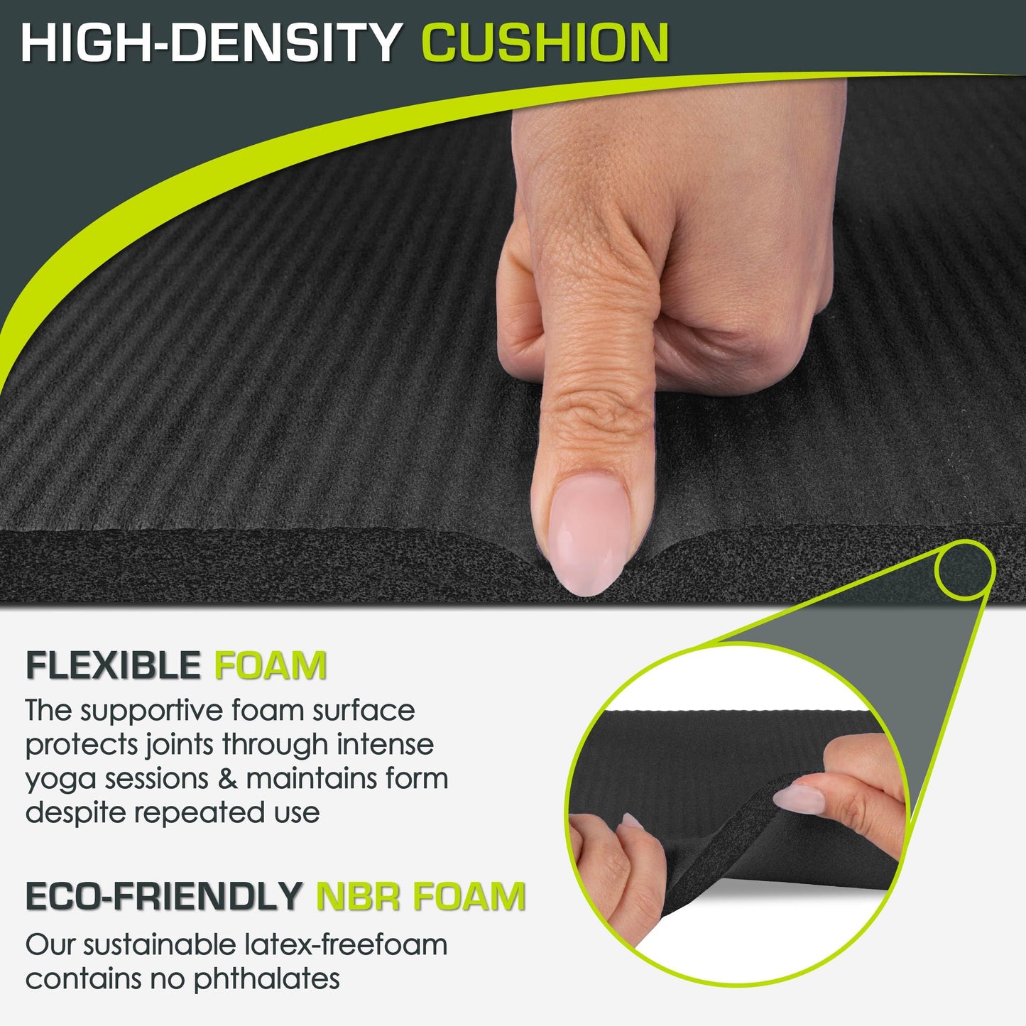 ProsourceFit Extra Thick Yoga Knee Pad and Elbow Cushion 15mm (5/8”) Fits Standard Mats for Pain Free Joints in Yoga, Pilates, Floor Workouts