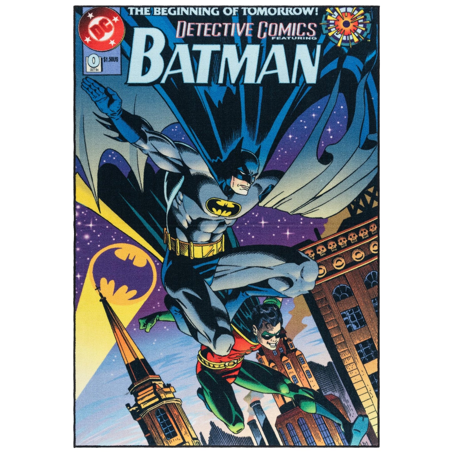 Gertmenian DC Comics Batman Indoor Area Rug - 4x6 Large, Non-Slip, Ideal for Children in Bedroom, Game Room, Classroom, Nursery or Play Area - Superheo Cover, Multicover, 49063