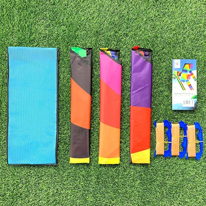 Rainbow Delta Kites(3 Pack), Easy to Fly Kites for Kids Ages 3-5 & 4-8 - Single Line Beach Kite for Toddlers and Beginners.